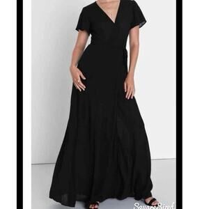 Lulus Heart Of Marigold Maxi Dress Plus Size 2X Black Wrap Gauze Breezy Beachy